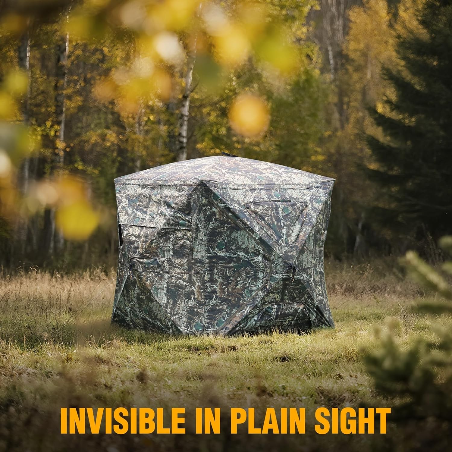 FLISSA 2-3 Person Hunting Blind See-Through Fully Opening Door 270° Ground Tents