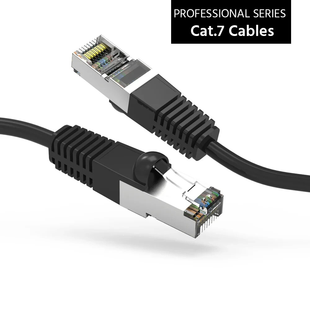 3Ft CAT7 Shielded (SSTP) 600MHz Ethernet Network Booted Cable Black