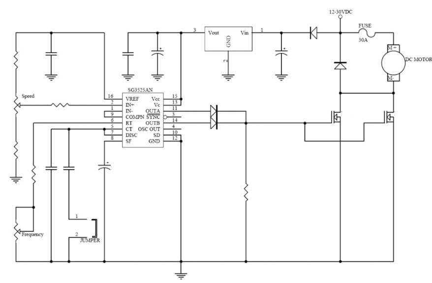 HHO High Frequency PWM DC Motor Speed Controller 30A max Plus Soft Start 12-30VD