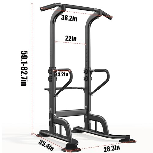 Power Tower 11 Height Adjustable Pull Up Bar and Dip Station Multi-Function