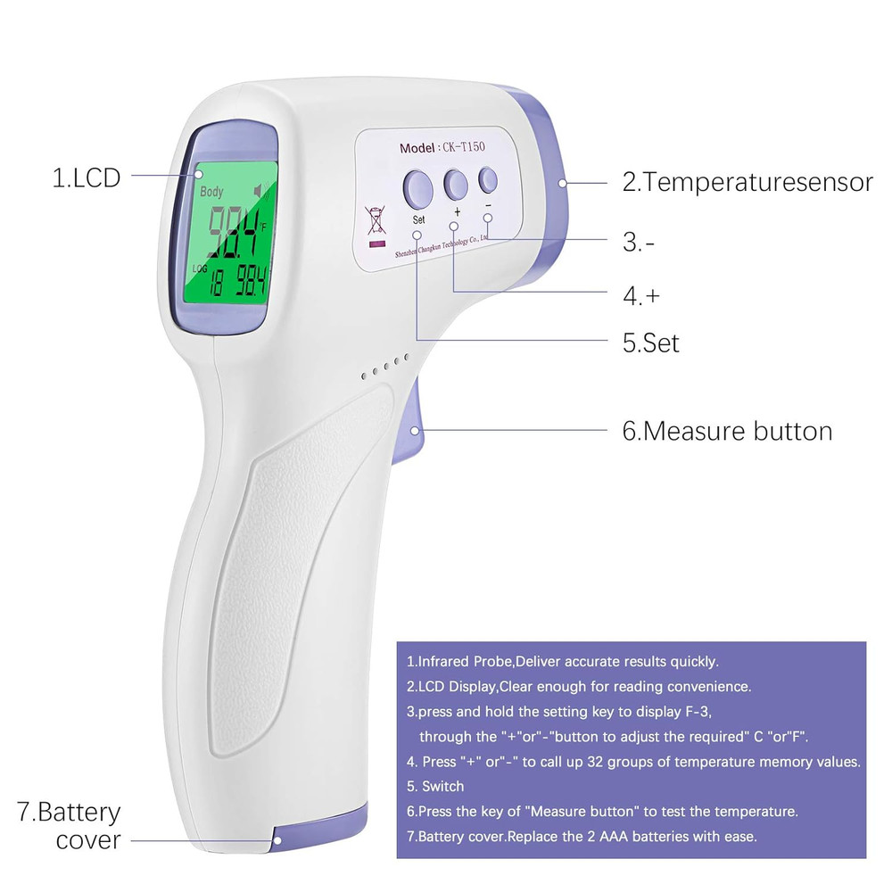 Handheld Non-Contact Digital Forehead Thermometer LCD Display
