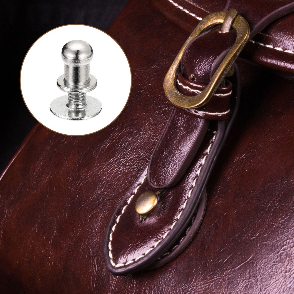 15Pack 5mm Ball Head Stud Rivets Screw Back Round Head Button Silver Tone