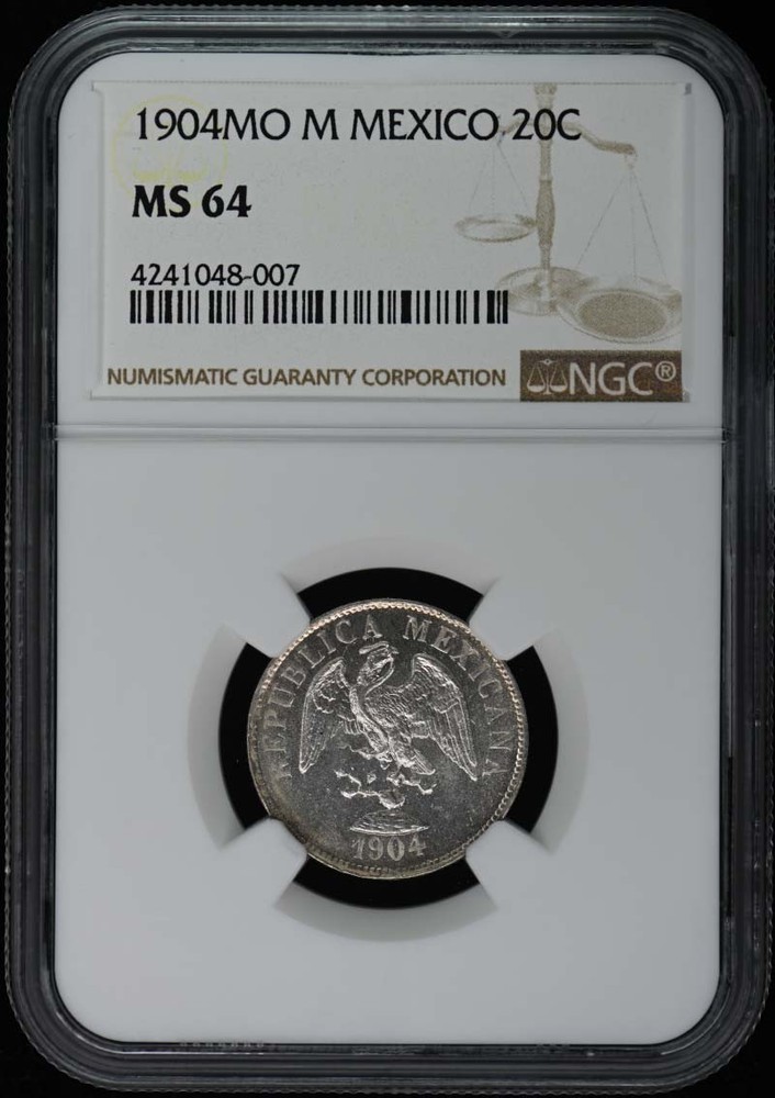 1904MO M MEXICO 20C NGC MS64