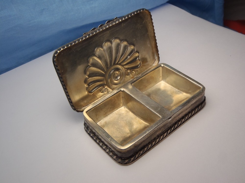 Antique 1892 Howard Co Sterling Silver 2 Compartment Stamp Box