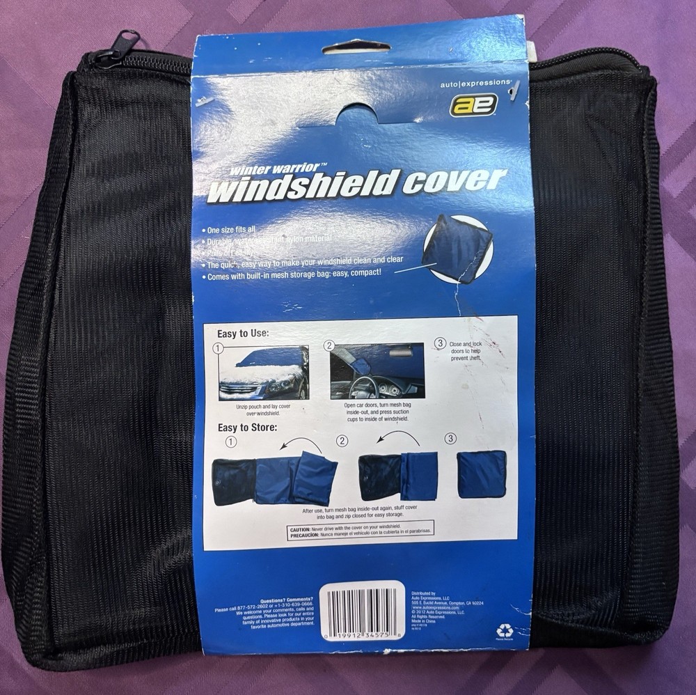 Auto Expressions Winter Warrior Windshield Cover with Mesh Bag New
