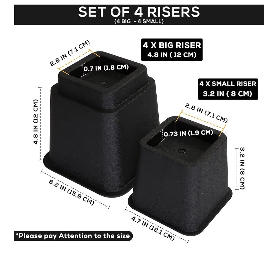 Furniture Risers 8 Pc Adjustable Bed Sofa Chair Utopia Bedding 3” 5” 8” Square
