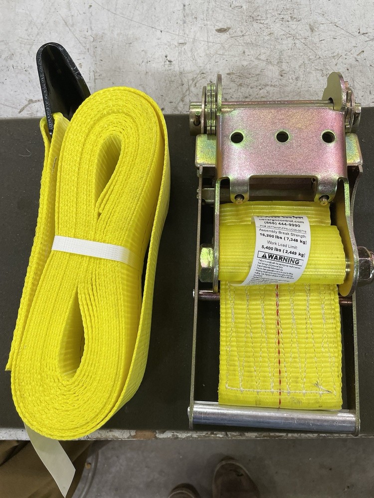 USCC 4" X 27' Yellow Ratchet Strap w/Flat Hooks