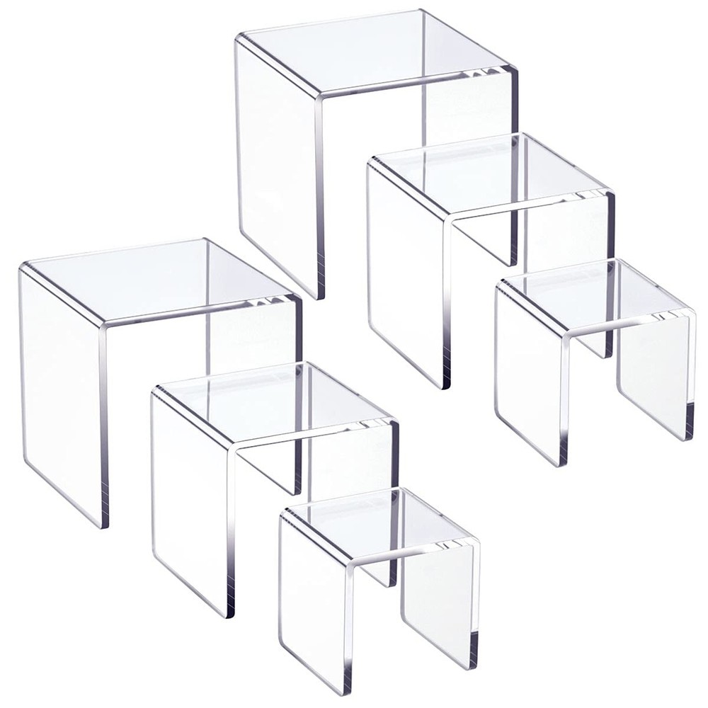 Clear Acrylic Display Risers 2 Sets, 3-Tier Risers Stands Showcase for Amiibo...