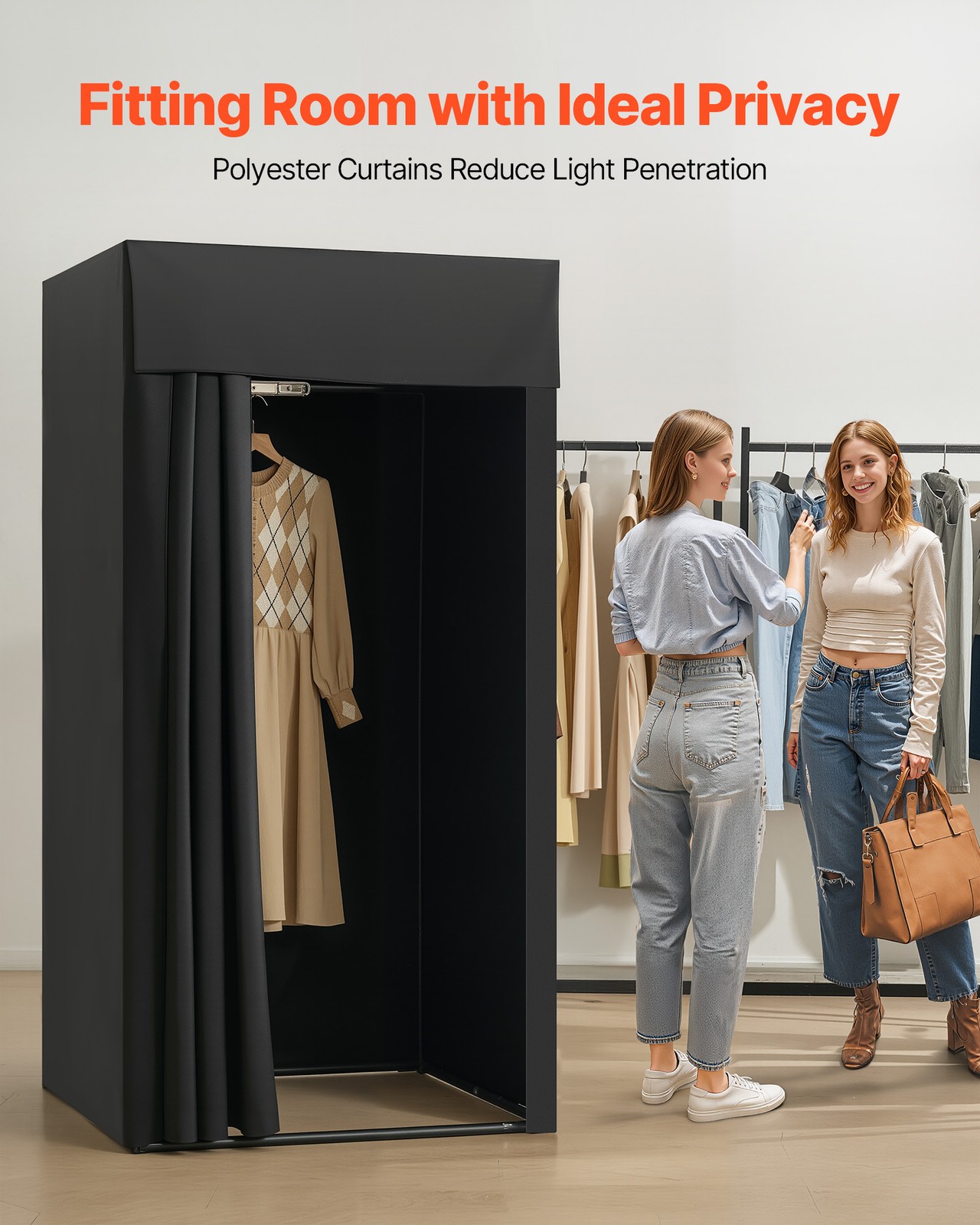 Fitting Room Portable Dressing Room 39 x 39 x 78 in Privacy Space (Black)
