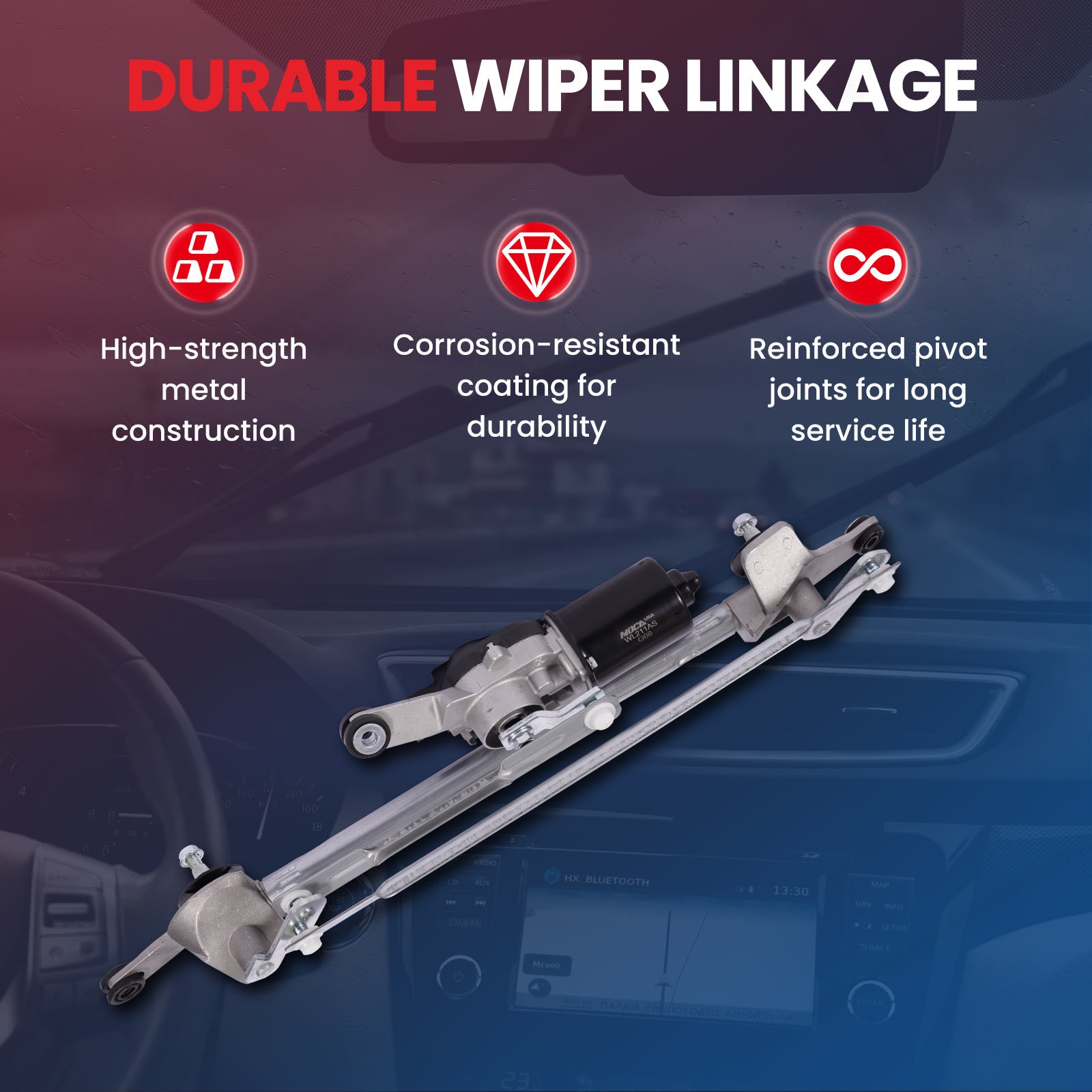 Front Wiper Linkage & Motor Assembly Fit 10-17 Chevrolet Equinox GMC Terrain