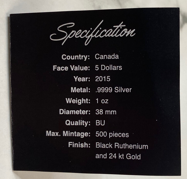 Canada 2015 $5 Burning Maple Silver Coin - Only 500 Minted cd