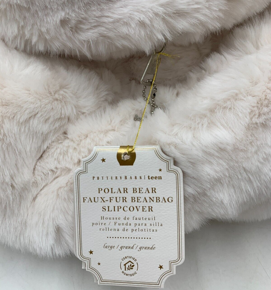 Pottery Barn Teen Polar Bear Faux Fur Bean Bag Chair Slipcover Ivory Large #300D
