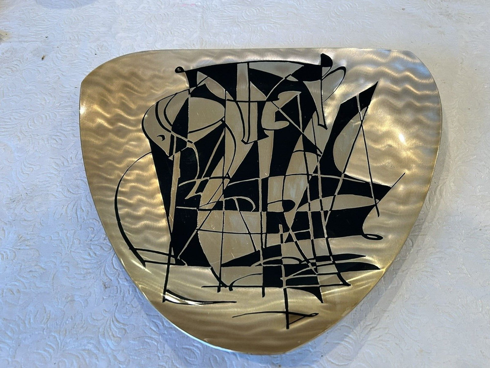 Vintage WMF Ikora Germany Dish Brass Silver Plated MCM Table Or Wall