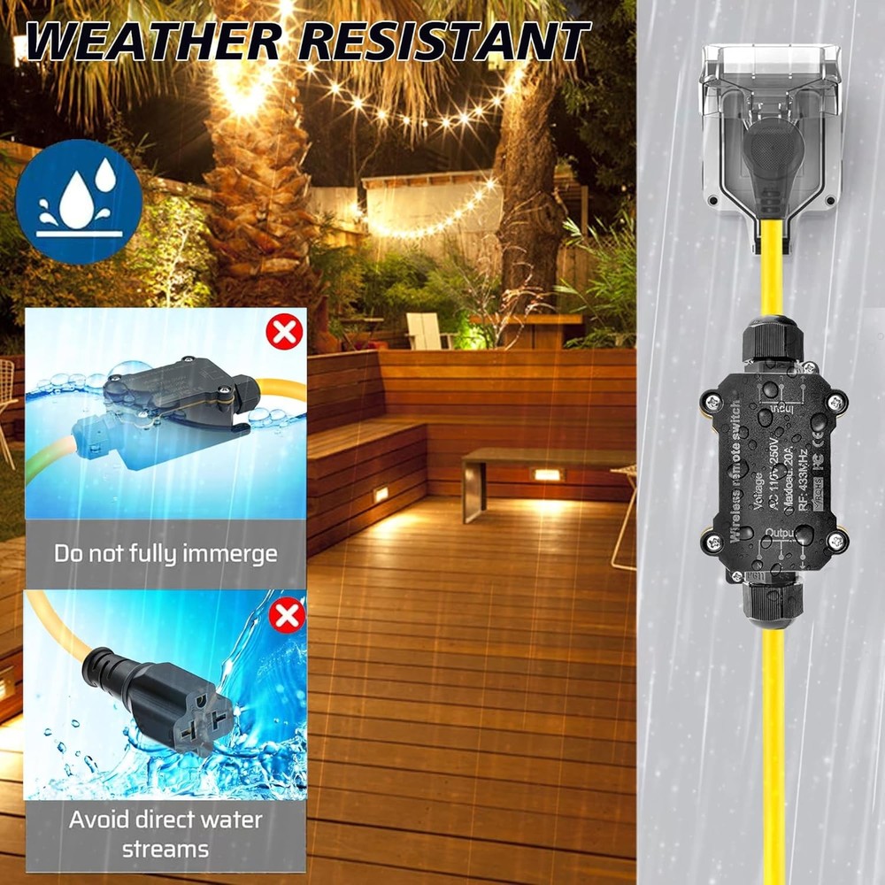 AC110V Waterproof Remote Control Power Switch with Multi-Functional Socket Plug
