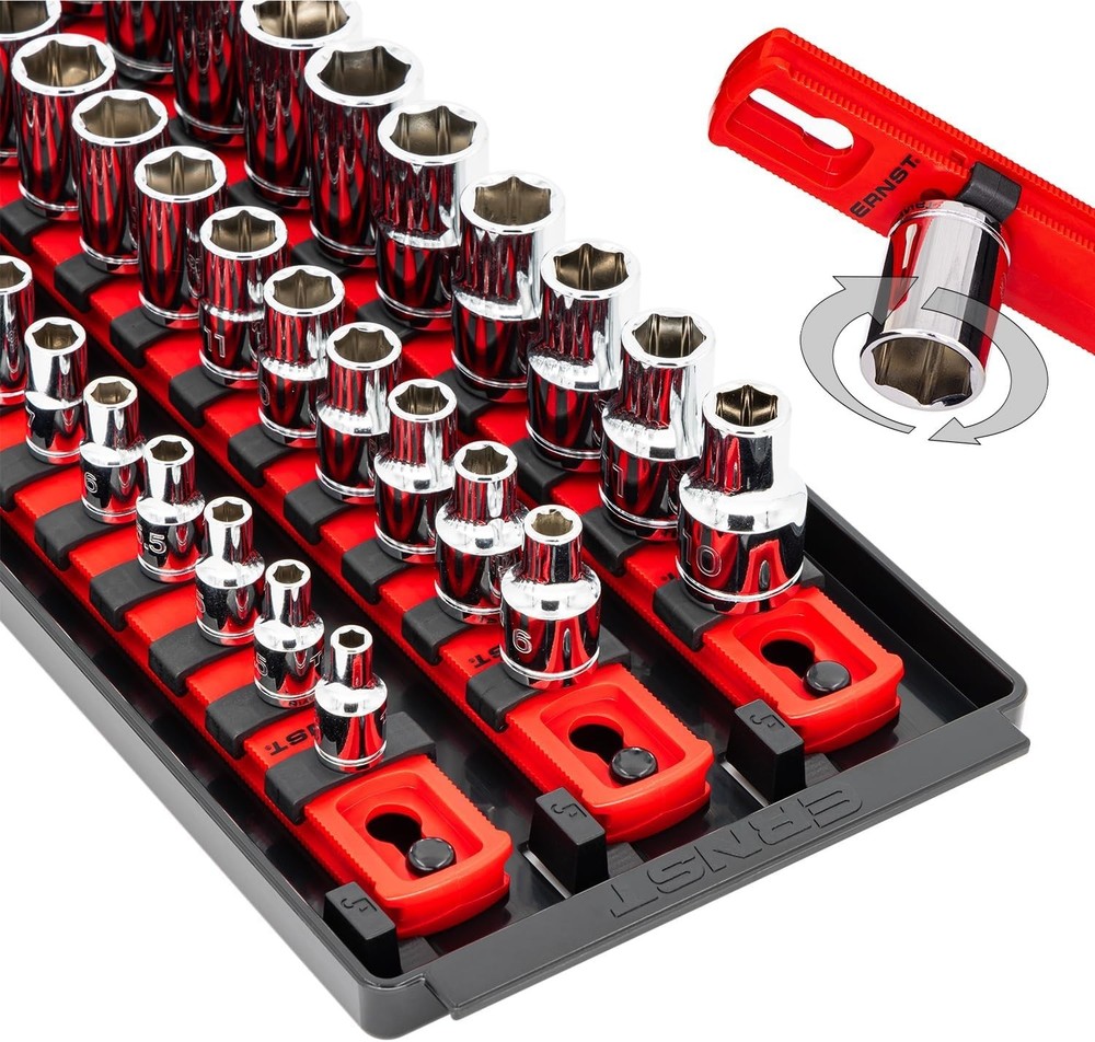 18-Inch Socket Organizer with 3-Tier Design for 57 Tools - Customizable Storage