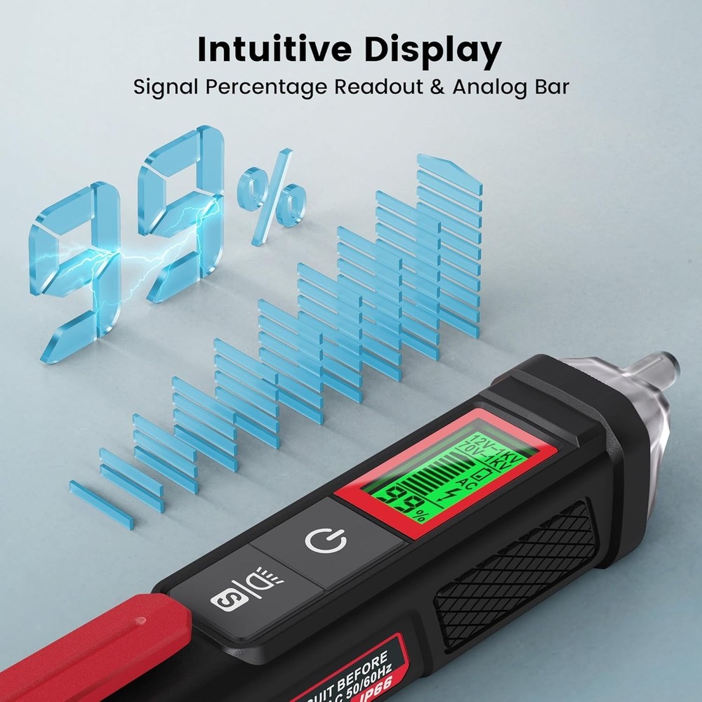 Compact Dual Range Voltage Tester with LCD and High Voltage Alert Features