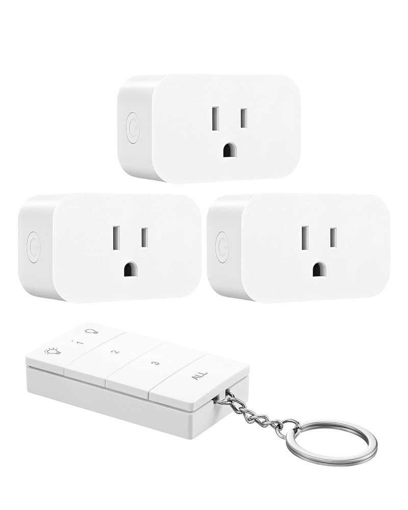 1 Remote + 3 Outlets Wireless Remote Control Outlet, 125V/15A, Programmable