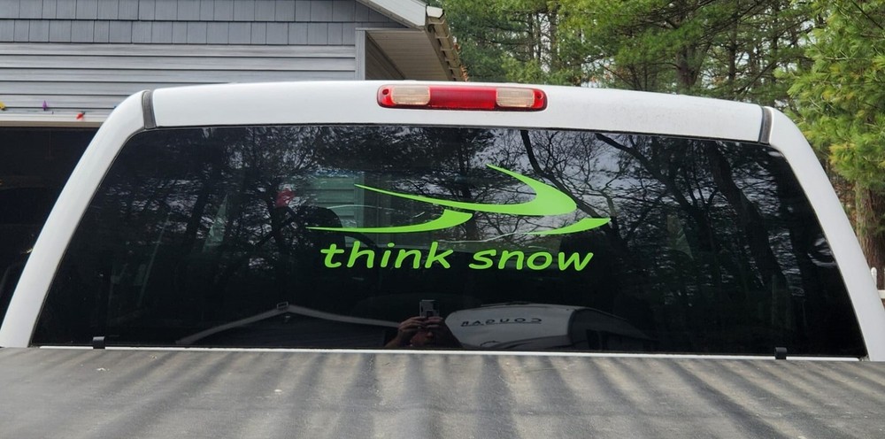 Snowmobile Decal (GREEN) "think snow" 24"x9" Custom Design