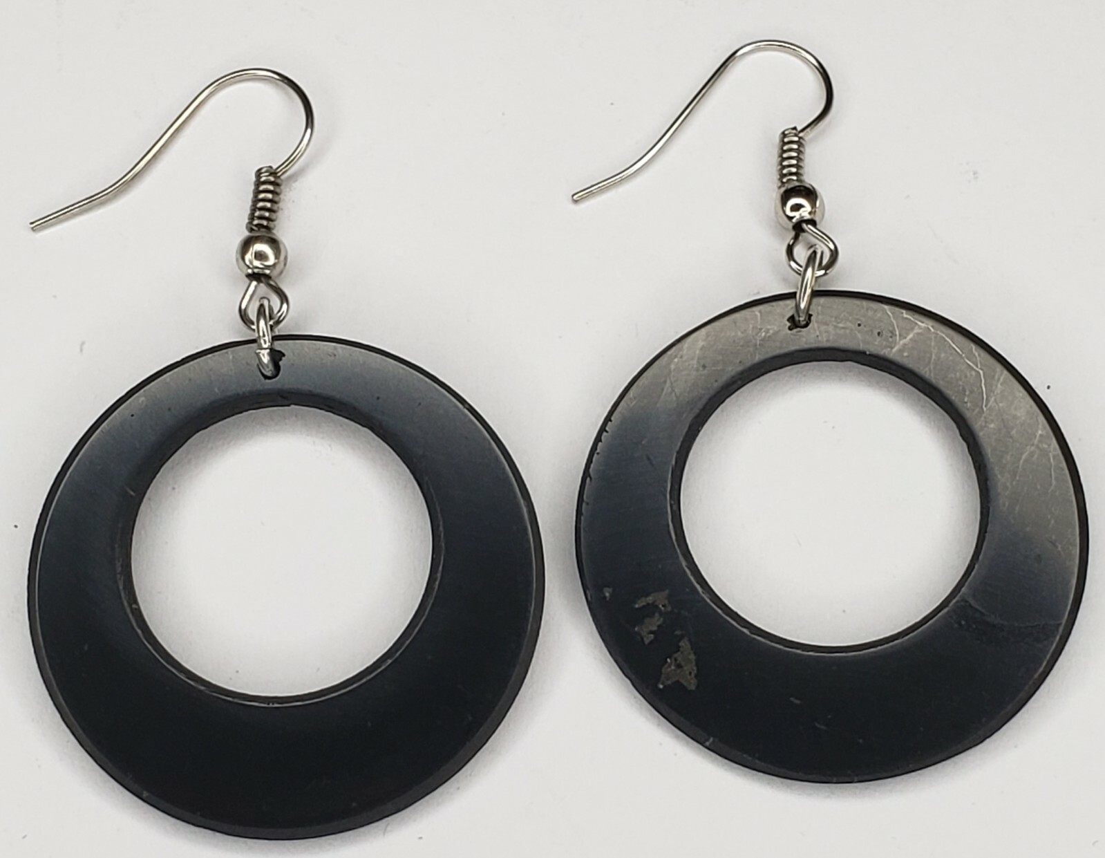 Shungite Earrings EMF 5G Wi Fi Protection Jewelry - Double Circle - 1 pair