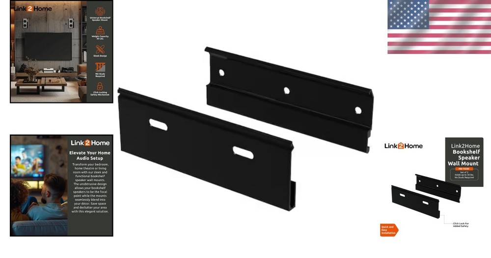 Elegant Speaker Wall Mount Brackets Set, 2pcs, 30 lbs Capacity, Quick Install