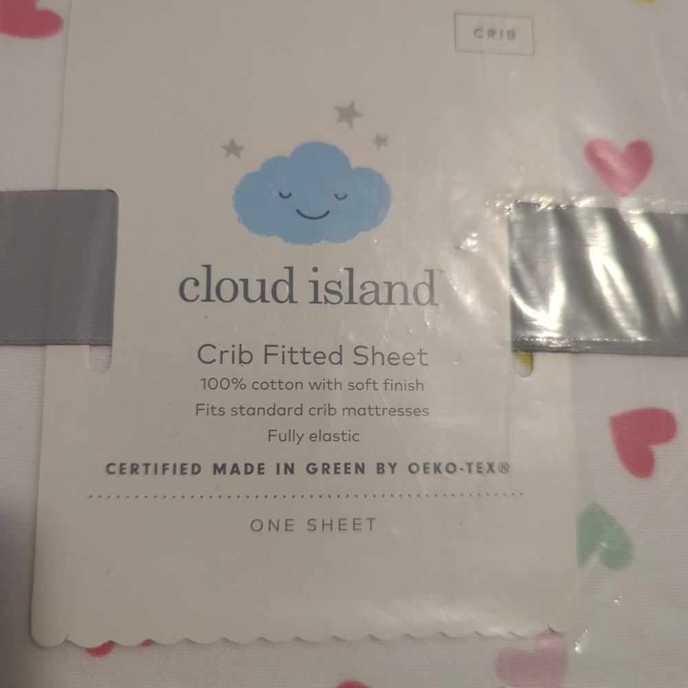 Cloud Island Fitted Crib Sheet - White Hearts