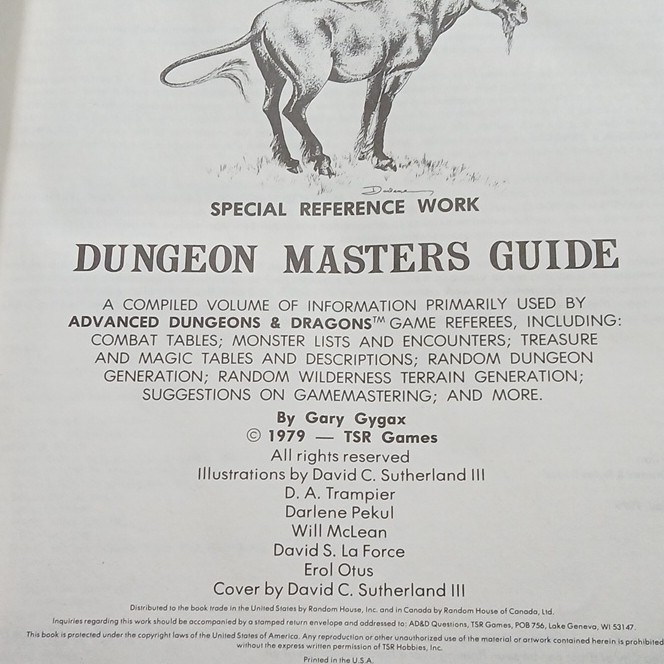TSR Dungeon Masters Guide Advanced Dungeons & Dragons 1979