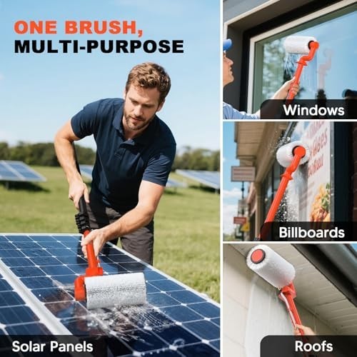 20FT Adjustable Solar Panel Cleaning Brush Kit - Electric Water Fed Pole & 23FT