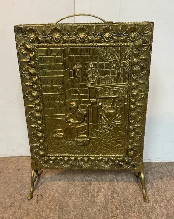 Antique Vintage Brass Fireplace Screen