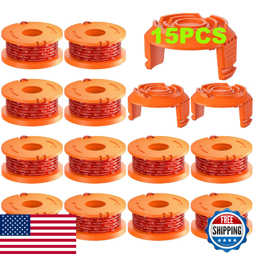 15 Pack Worx Trimmer Spool Line Replacement Weed Wacker String 0.065'' Refills 1