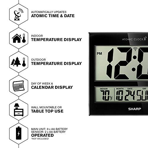 Atomic Clock – Never Needs Setting, Jumbo 3” Easy-Read Display, Indoor &