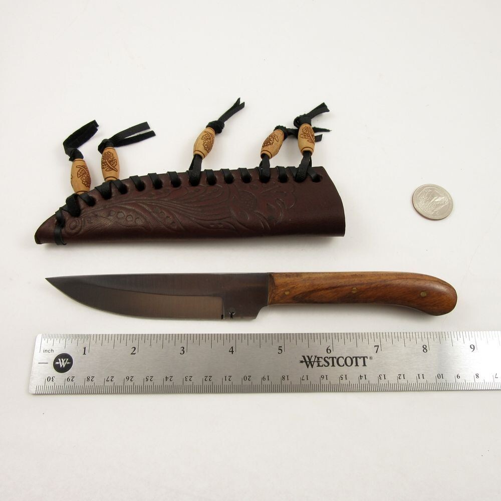 Patch Knife Fixed-Blade 8.5" Native American Large with Leather Sheath