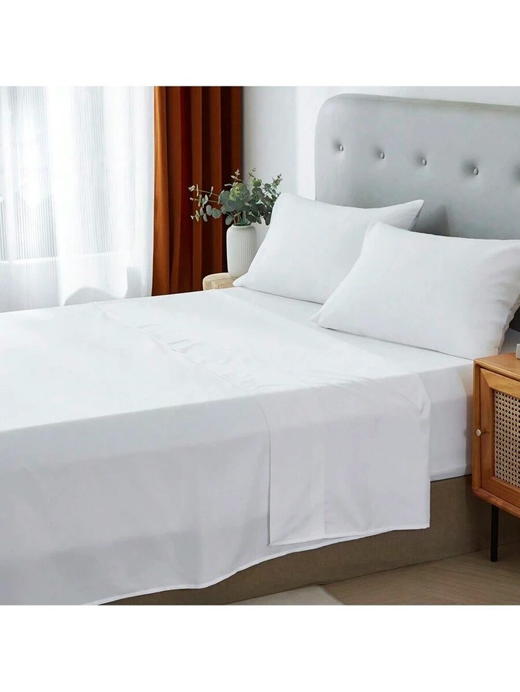 3/4 Piece Bed Sheet Soft Cooling Comfortable Breathable Bedding, White