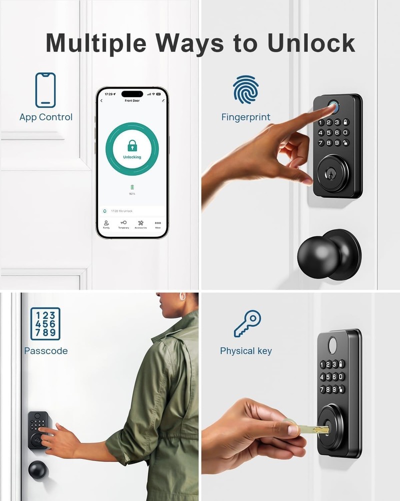 App-Controlled Keyless Entry Lock – Fingerprint Recognition, Backup Key Included