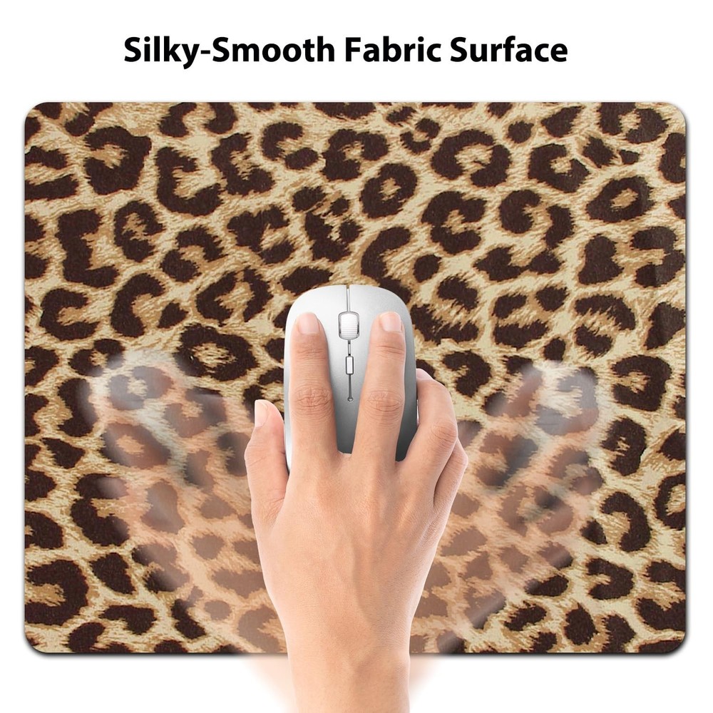 Retro Leopard Print Pattern Mouse Pad, Abstract Vintage Seamless Repeating De...