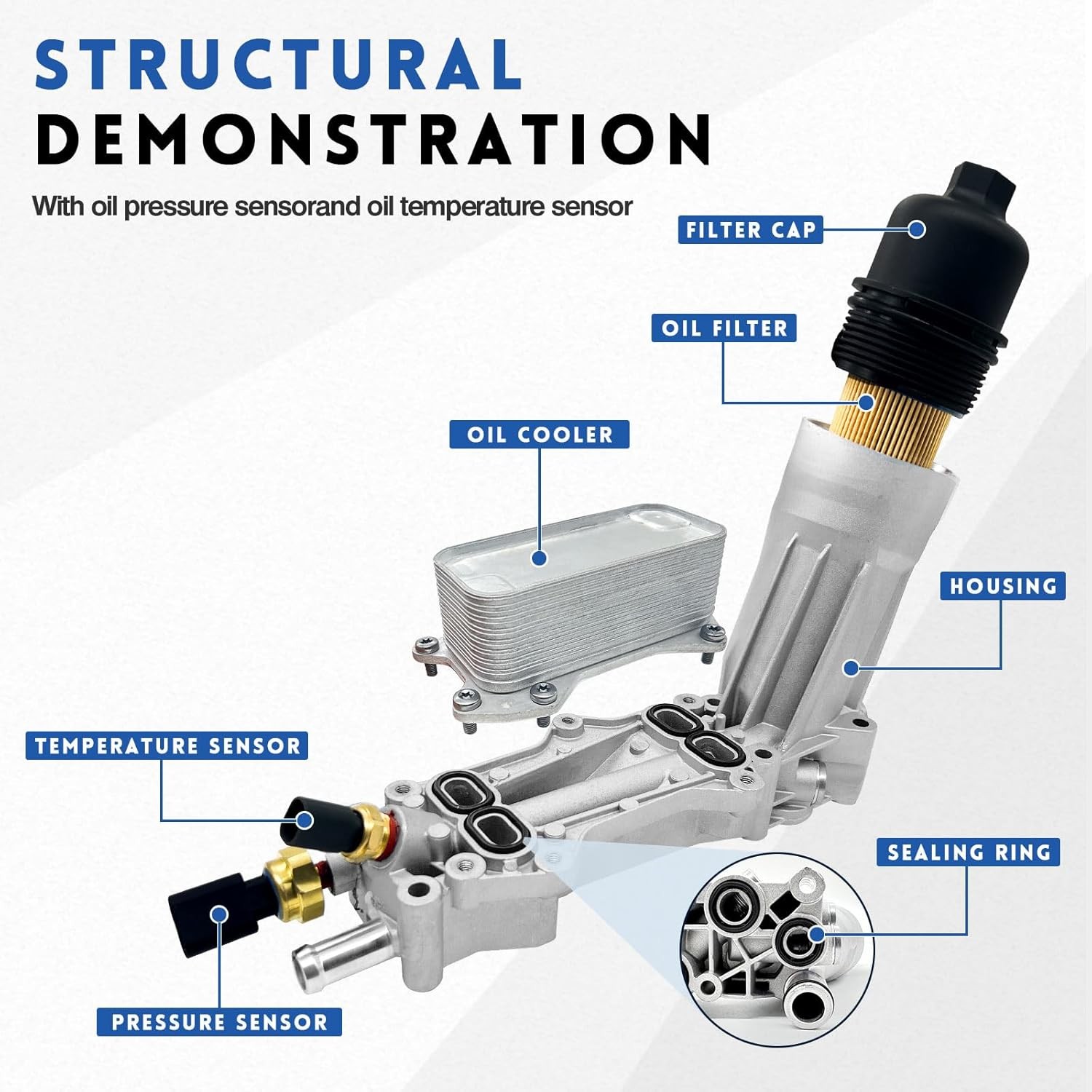 Aluminum Engine Oil Filter Housing Kit 926-876 926-959 with Oil Cooler Adapter