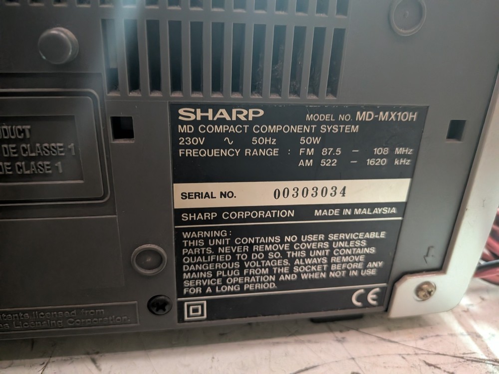 Sharp MD-MX10H MiniDisc CD Compact Hi-Fi System - Fully Tested & Working