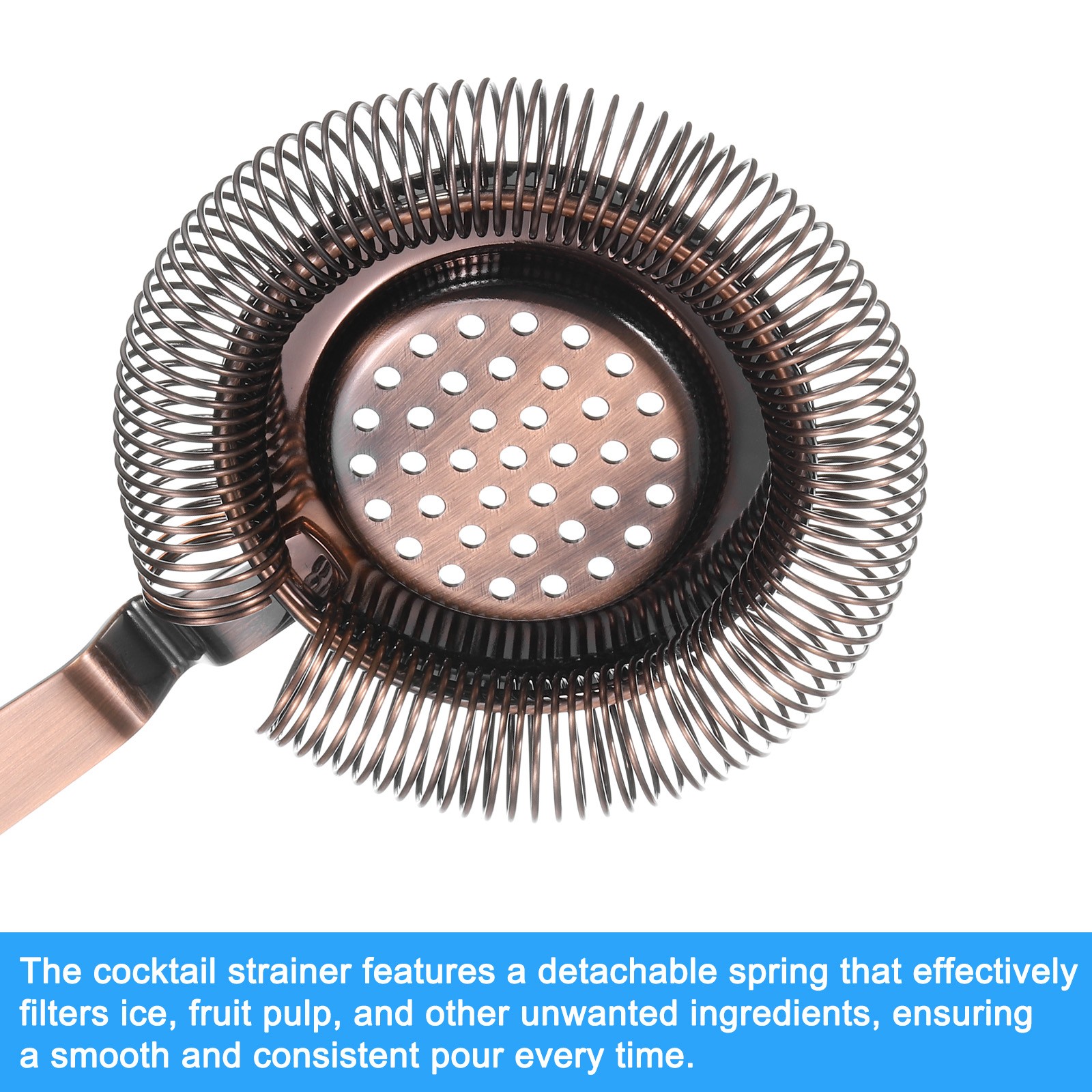 Cocktail Strainer, 1pcs Stainless Steel Bar Strainer for Drinks (Bronze, 210mm)