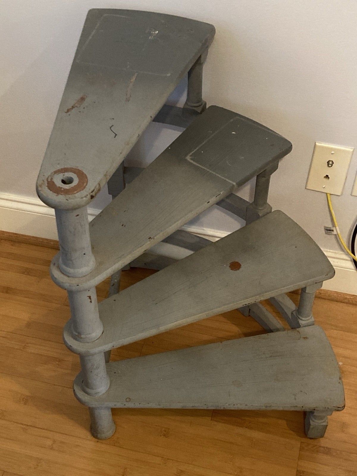 Vintage Wooden Library Spiral Case, Mid Century Modern Book stairs Made In Italy