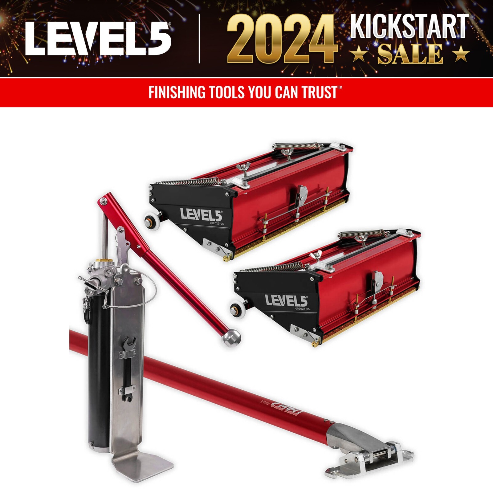 LEVEL5 Drywall Tools 10" & 12" Flat Finishing Box Combo w/ Pump | 4-605