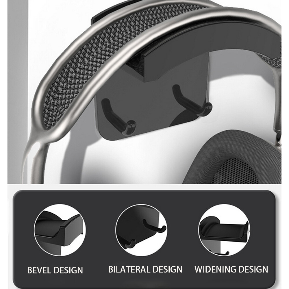 2PC Headphone Hanger Wall Mount Stand for Headset Space-saving Headset Holder