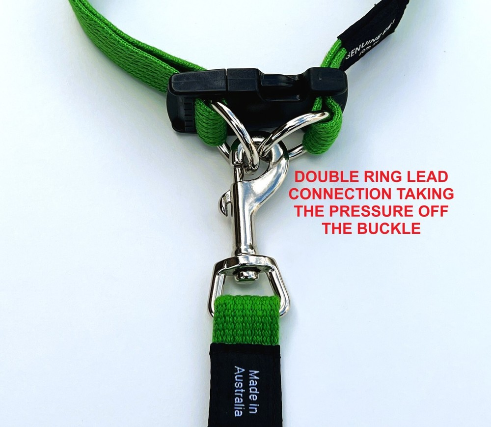 Quality Dog Collar Soft Webbing Double Up Secure Collars Lead Leash