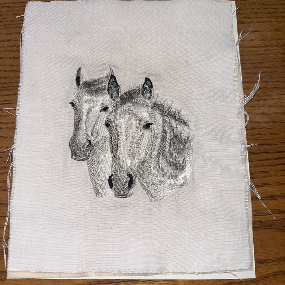 Connemara Horse Faces Embroidered Patch Artwork w/ Matte