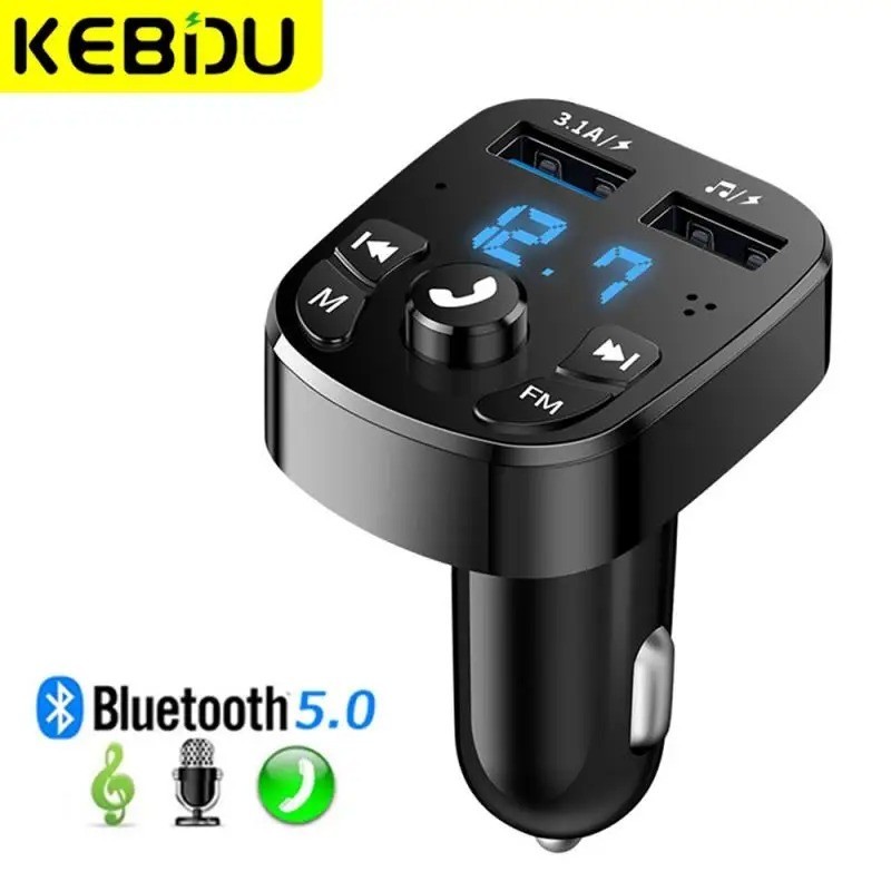 Car Fm Transmitter Bluetooth 5.0 Aux Handsfree Wireless Car Kit Dual Usb Car Cha