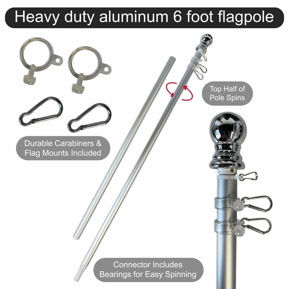 Dallas Silver Flag Pole and Bracket Kit