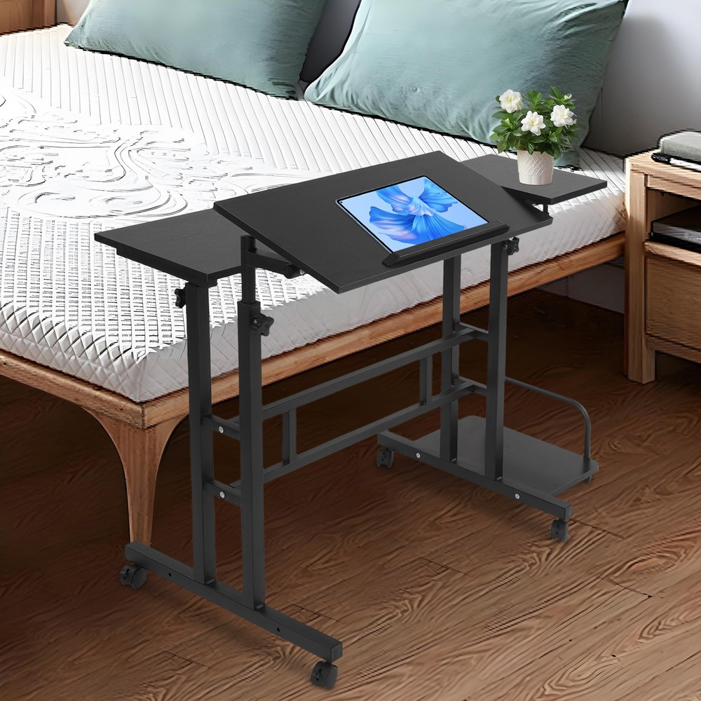 Mobile Standing Desk Foldable Computer Desk Adjustable Hight for Home Office