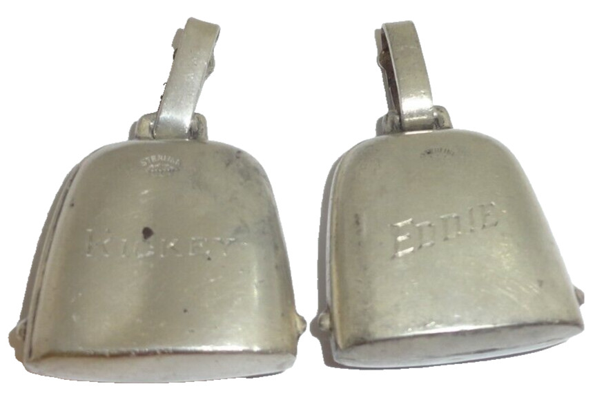 2 Vintage Sterling Silver Birth Record Rattles for Teether Rings - Rings Missing