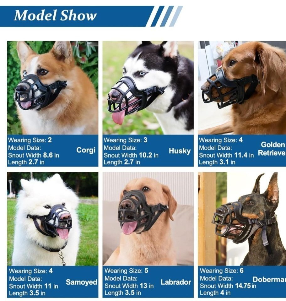 BARKLESS Dog Muzzle, Basket Muzzle for Biting, Chewing and Scavenging, Humane Ca