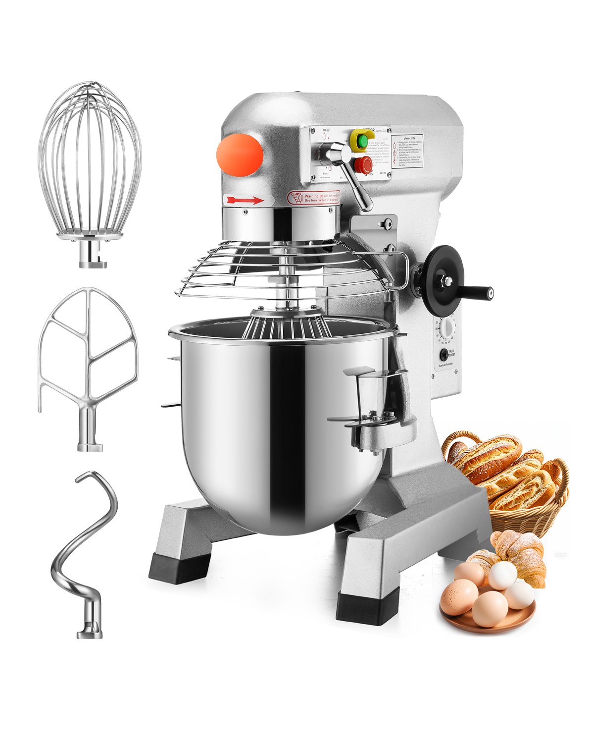 Uimoso Commercial Food Mixer Electric Dough Mixer 15Qt 3 Speed Pizza Bakery 600W