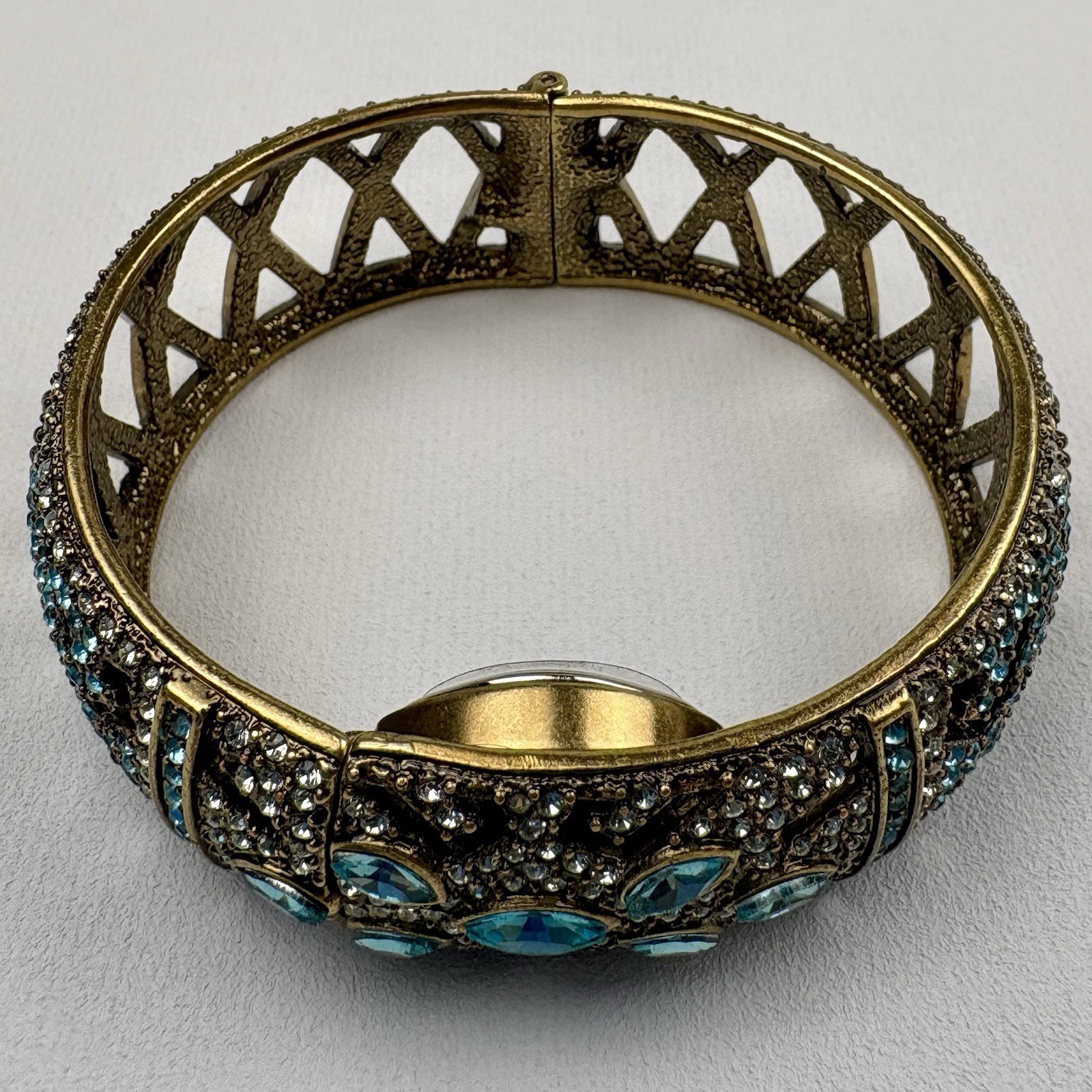 Vintage Heidi Daus Hidden Watch Swarovski Hinged Bangle Bracelet B10258