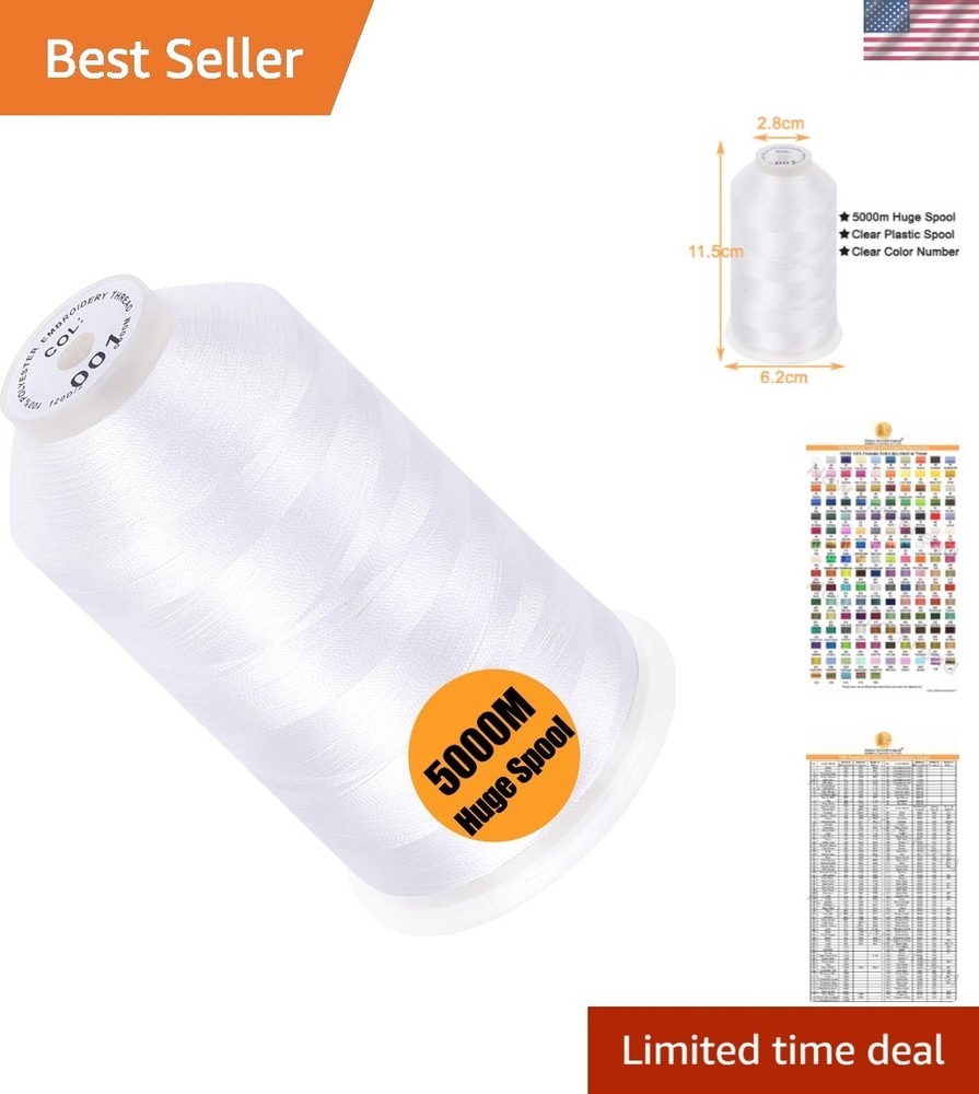 Single Huge Spool 5000M Each Polyester Embroidery Machine Thread 40WT for Com...